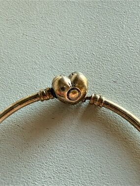 Pandora Silver Heart Clasp Bangle Bracelet
